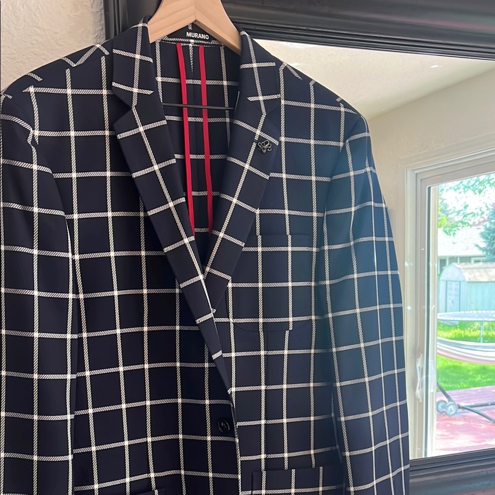 Murano Blue and White Windowpane Sport Coat